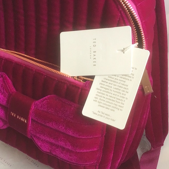 Ted Baker deep pink velvet backpack. Smaller new with tags. - Picture 9 of 9